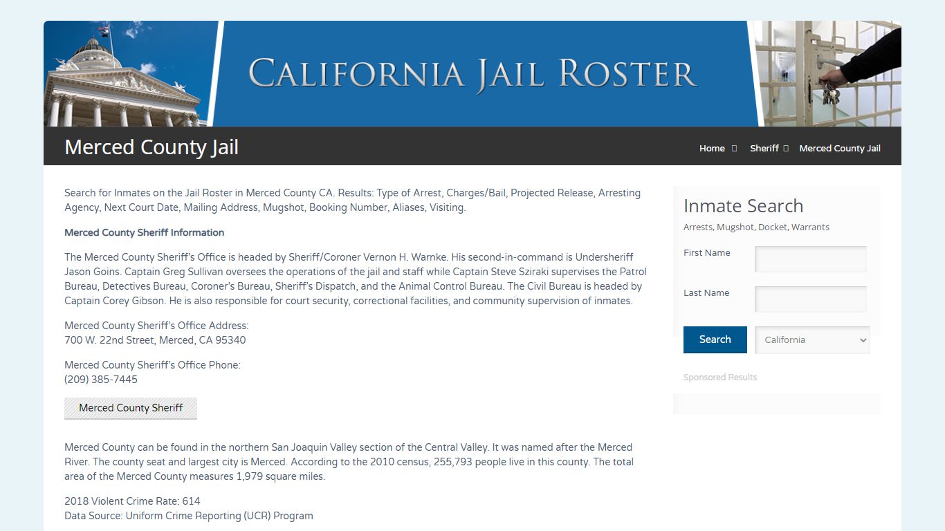 Merced County Jail | Jail Roster Search