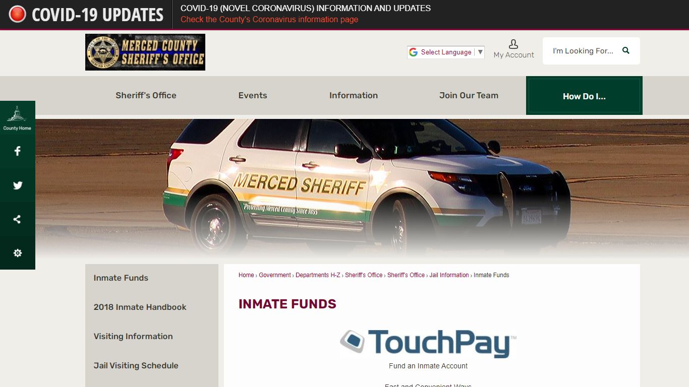 INMATE FUNDS | Merced County, CA - Official Website